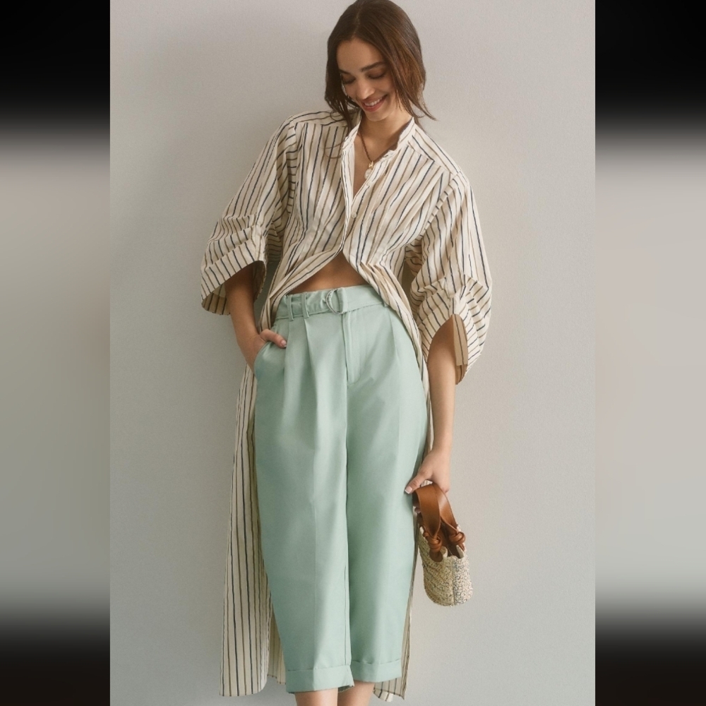 Anthropologie Mare Mare Mock-Neck Striped Midi Dress